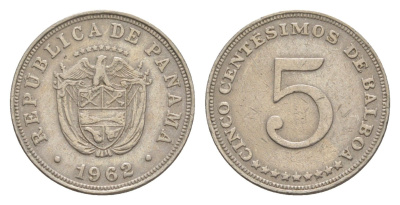 Панама 5 сентесимо 1962 KM 23.2 медно-никель 4643-1243
