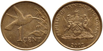 Тринидад и Тобаго 1 цент 2002 колибри KM 29 бронза 4396-1033