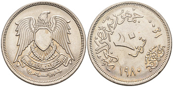 Египет 20 пиастров 1980 АН1400, орел с щитом на груди KM 507  медно-никель 81-223