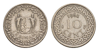 Суринам 10 центов 1962 KM 13 медно-никель 4649-961