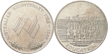 Австралия медаль "Двухсотлетие Австралии - Школьники" 1988 диаметр 40 мм, вес 26,7 медно-никель aUNC 1088-5-43