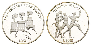 Сан-Марино 1000 лир 1992 KM 277 серебро PROOF 11-014-14