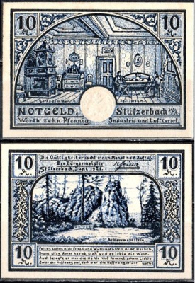 Штютцербах (Тюрингия) 10 пфеннигов 1921 Mehl Grabowski 1287.3-1/4 бумага UNC (пресс) 7555-54-1-2