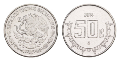 Мексика 50 сентаво 2014 Mo KM 936 нержавеющая сталь UNC 4636-517