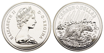 Канада 1 доллар 1980 100 лет Арктическим территориям KM 128 серебро BU 11-095-22
