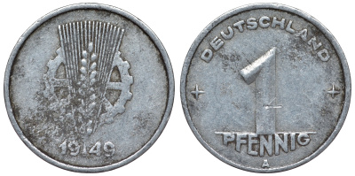 ГДР 1 пфенниг 1949 A KM 1 алюминий 4118-1027