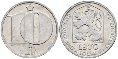Чехословакия 10 геллеров 1976 KM 80 алюминий 4152-739