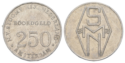 Нидерланды жетон 250 центов 1947-1957 BOORDGELD - корабельные деньги, использовались на кораблях при вывозе эмигрантов, для предотвращения вывоза валюты алюминий 79-915