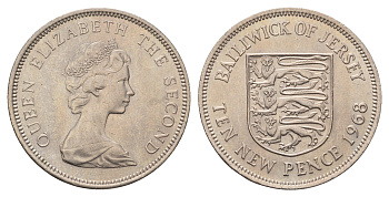 Джерси 10 пенсов 1968 Елизавета II (1952-2022) KM 33 медно-никель UNC 4634-423