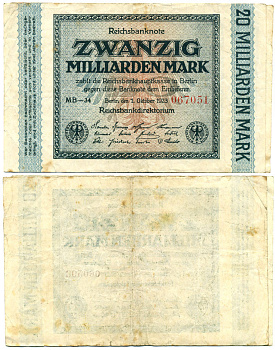 Германия 20000000000 марок 1923  Pick 118 f, Rosenberg 115  бумага   7548-76-2-2