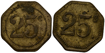 Франция 25 сантимов ND ресторанный жетон латунь 4166-345