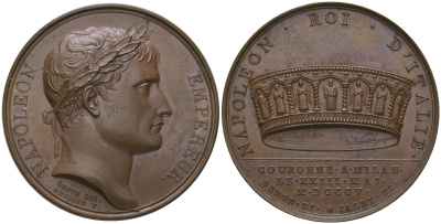 Набор бронзовых французских медалей и медальонов 1810 года. Оригинальный комплект. 0-0-00