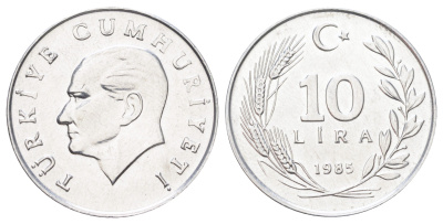 Турция 10 лир 1985 Кемаль Ататюрк KM 964 алюминий UNC 4699-1225