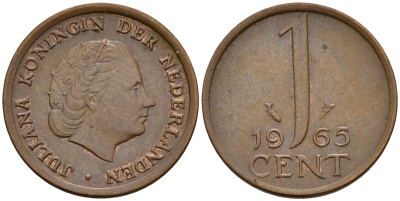 Нидерланды 1 цент 1963 Юлиана (1949-1980) KM 180 бронза    4598-233