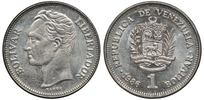 Венесуэла 1 боливар 1986 Симон Боливар KM 52 никель 4579-725