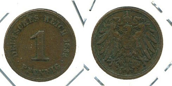 ГЕРМАНИЯ 1 ПФЕННИГ 1899 A KM 10 , J. 10 медь 701-142