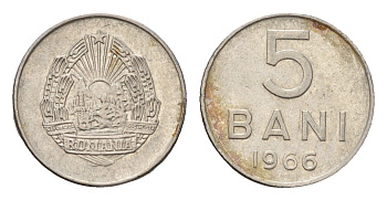 Румыния 5 бань (бани) 1966 KM 92 сталь плакированная никелем 4674-861