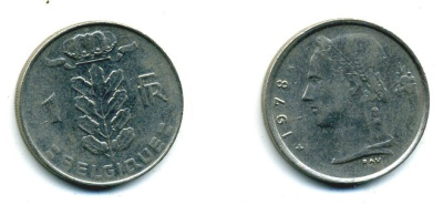 БЕЛЬГИЯ 1 ФРАНК 1978 BELGIQUE KM 142.1 медно-никель 25-1422