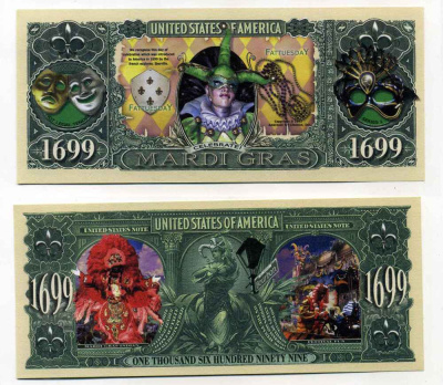 США 1699 ДОЛЛАРОВ 2003 СУВЕНИРНАЯ БАНКНОТА, ПРАЗДНОВАНИЕ КАРНАВАЛОВ ТРАДИЦИИ ПЕРЕОДЕВАНИЙ бумага UNC (ПРЕСС) 8588-62-3-2