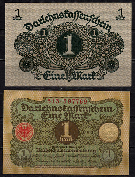 Германия 1 марка 1920 Pick 58 бумага aUNC 7198-18-3-2