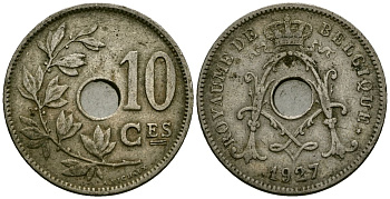 Бельгия 10 сантимов 1927 Belgique KM 85 медно-никель 4172-1016