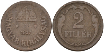 Венгрия 2 филлера 1927 BP KM 506 бронза 4115-1061