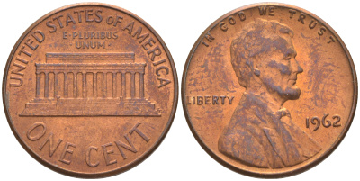 США 1 ЦЕНТ 1963 D, ЛИНКОЛЬН KM 201 медь цинк 187-1146