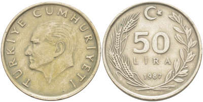 ТУРЦИЯ 50 ЛИР 1987 KM 966 медь никель цинк 4402-835