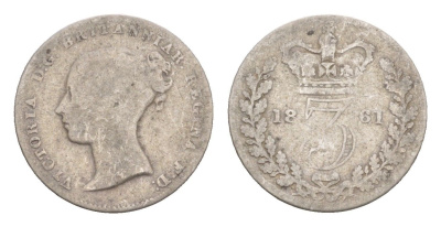 Великобритания 3 пенса 1861 Виктория (1837-1901) KM 730, Spink 3914 серебро 4658-946