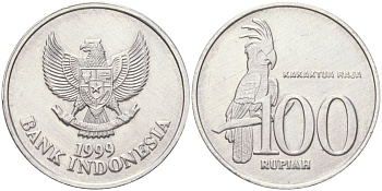 Индонезия 100 рупий 1999 черный пальмовый какаду KM 61 алюминий aUNC 4148-241
