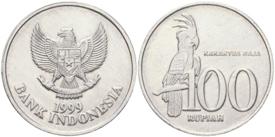 Индонезия 100 рупий 1999 черный пальмовый какаду KM 61 алюминий aUNC 4148-241