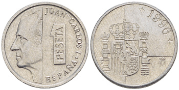 ИСПАНИЯ 1 ПЕСЕТА 1996 ХУАН КАРЛОС I ( 1975-) KM 832 алюминий 4181-1056