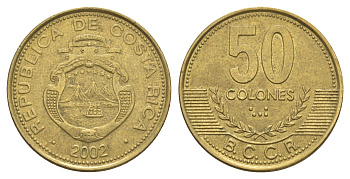 Коста-Рика 50 колонов 2002 KM 231.1a алюминиевая бронза 4631-251