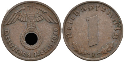 Германия 1 рейхспфенниг 1940 F KM 89, J 361 бронза 4136-1215