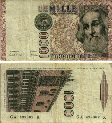 Италия 1000 лир 1982 Дворец дожеи?, Марко Поло Pick 109b 7205-50-2-1