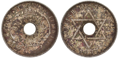 Британская Западная Африка 1 пенни 1937 H, Георг V KM 19 медно-никель 25-2446