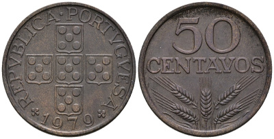 Португалия 50 сентаво 1979 KM 596 бронза 4148-414