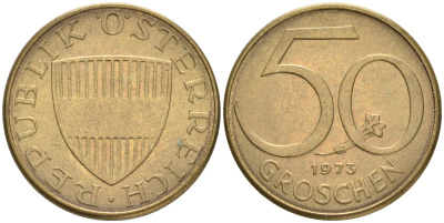 АВСТРИЯ 50 ГРОШЕЙ 1973 KM 2885 алюминиевая бронза 4528-716