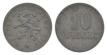 Леннеп 10 пфеннигов 1917 Funck 289.2, Men05 14939.2, Men18 18747.2 цинк 4636-1169