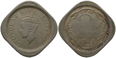 Индия 2 анны 1941 Георг VI (1936-1952) KM 541 медно-никель 4571-435