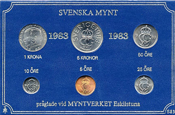 ШВЕЦИЯ НАБОР ИЗ 6 МОНЕТ 1983 04-062-239