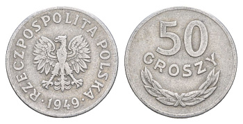 Польша 50 грошей 1949 Y 44a алюминий 4626-126