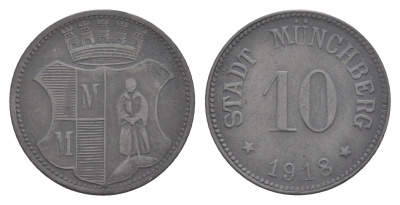 Мюнхберг 10 пфеннигов 1918 Funck 346.3, Men18 21547.3 цинк 4448-1014