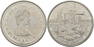 Канада 1 доллар 1984 Жак Картье KM 141 никель UNC 97-222