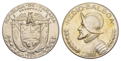 Панама 1/2 бальбоа (50 сентесимо) 1980 KM 12b медь плакированная медно-никелем 4634-1144