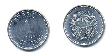 Бразилия 1 крузадо 1986 KM 605 нержавеющая сталь 51-4723