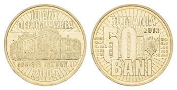 Румыния 50 бань (бани) 2015 10 лет деноминации валюты KM 337 никель латунь UNC 3459-726