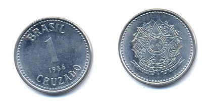Бразилия 1 крузадо 1986 KM 605 нержавеющая сталь 51-4723