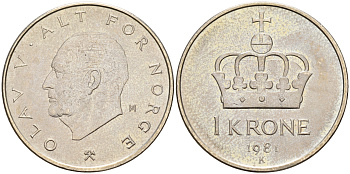 Норвегия 1 крона 1981 Улаф V (1958-1991) KM 419 медно-никель    4143-253