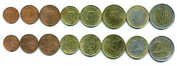 НИДЕРЛАНДЫ ЕВРОНАБОР ИЗ 8 МОНЕТ 1999-2004 (1, 2, 5, 10, 20, 50 ЕВРОЦЕНТОВ, 1, 2 ЕВРО) KM 234, 235, 236, 237, 238, 239, 240, 241 N5-36